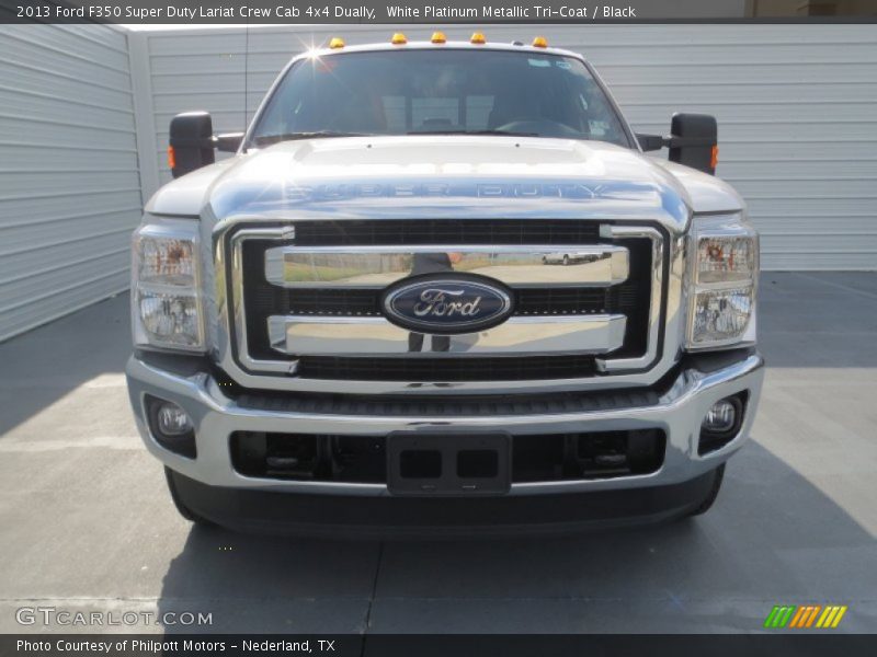 White Platinum Metallic Tri-Coat / Black 2013 Ford F350 Super Duty Lariat Crew Cab 4x4 Dually
