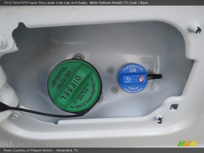 White Platinum Metallic Tri-Coat / Black 2013 Ford F350 Super Duty Lariat Crew Cab 4x4 Dually