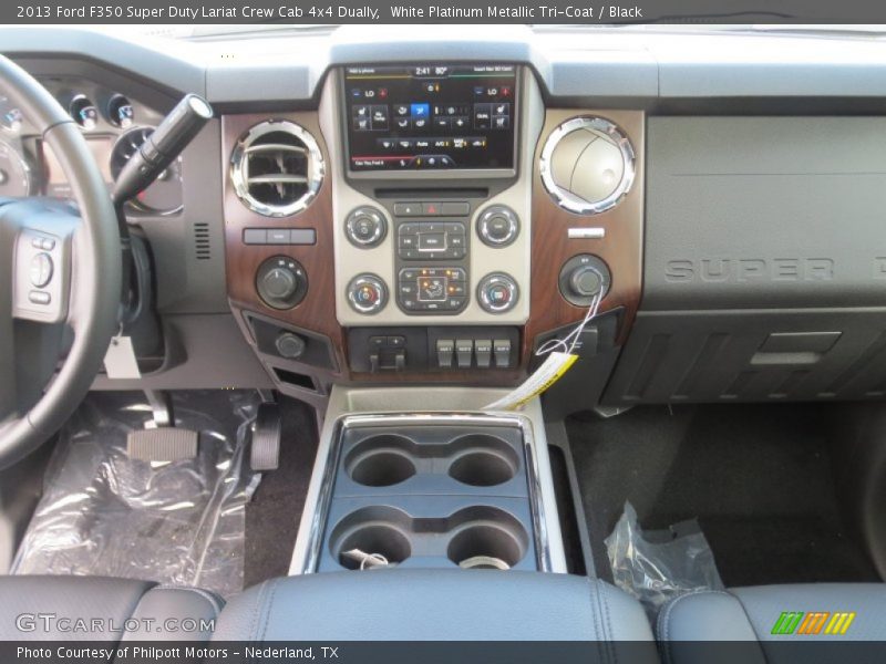 White Platinum Metallic Tri-Coat / Black 2013 Ford F350 Super Duty Lariat Crew Cab 4x4 Dually