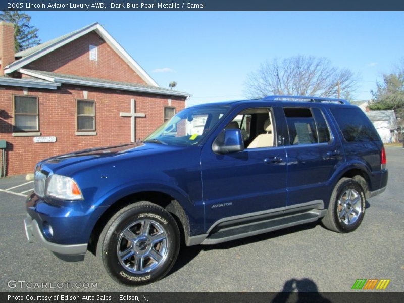 Dark Blue Pearl Metallic / Camel 2005 Lincoln Aviator Luxury AWD