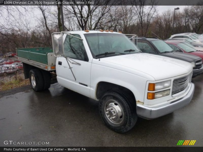 White / Red 1994 Chevrolet C/K 3500 Regular Cab Chassis