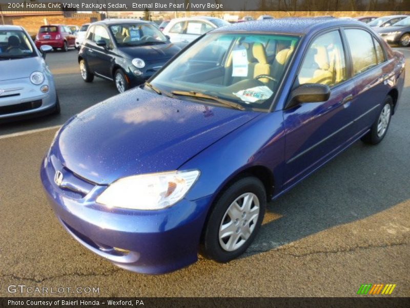 Eternal Blue Pearl / Ivory Beige 2004 Honda Civic Value Package Sedan