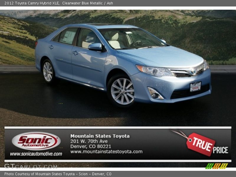 Clearwater Blue Metallic / Ash 2012 Toyota Camry Hybrid XLE