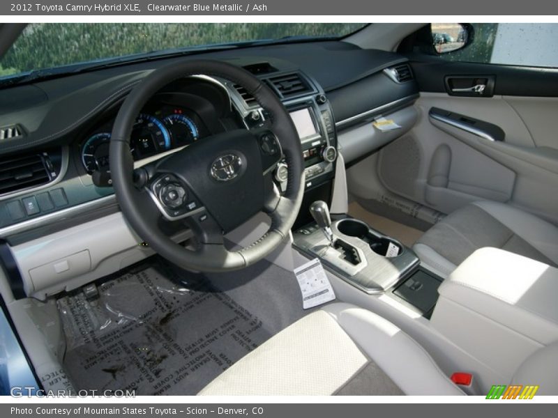 Clearwater Blue Metallic / Ash 2012 Toyota Camry Hybrid XLE