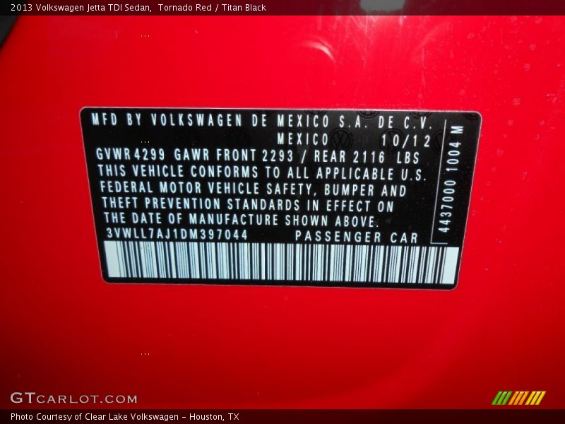 Tornado Red / Titan Black 2013 Volkswagen Jetta TDI Sedan