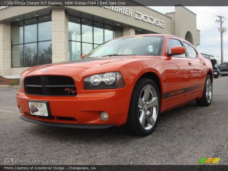 HEMI Orange Pearl / Dark Slate Gray 2008 Dodge Charger R/T Daytona