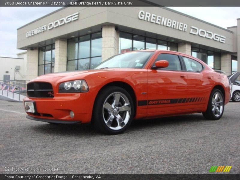 HEMI Orange Pearl / Dark Slate Gray 2008 Dodge Charger R/T Daytona