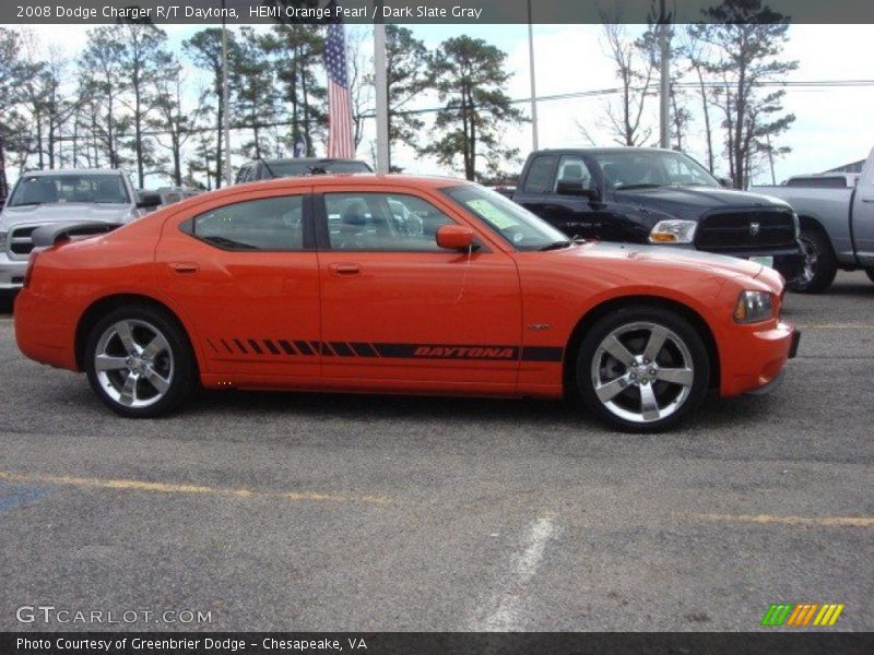 HEMI Orange Pearl / Dark Slate Gray 2008 Dodge Charger R/T Daytona