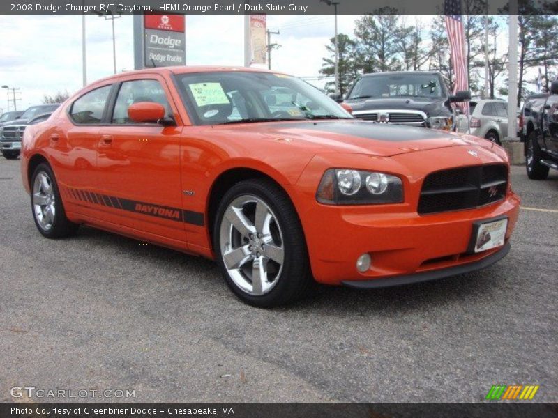HEMI Orange Pearl / Dark Slate Gray 2008 Dodge Charger R/T Daytona