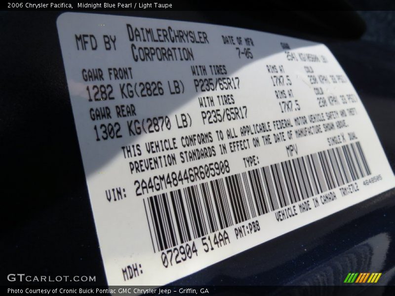 Midnight Blue Pearl / Light Taupe 2006 Chrysler Pacifica