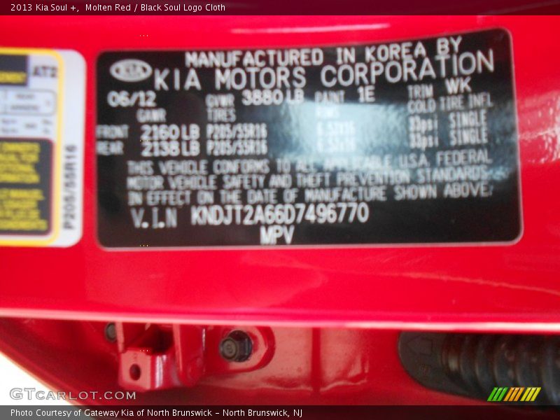 2013 Soul + Molten Red Color Code 1E