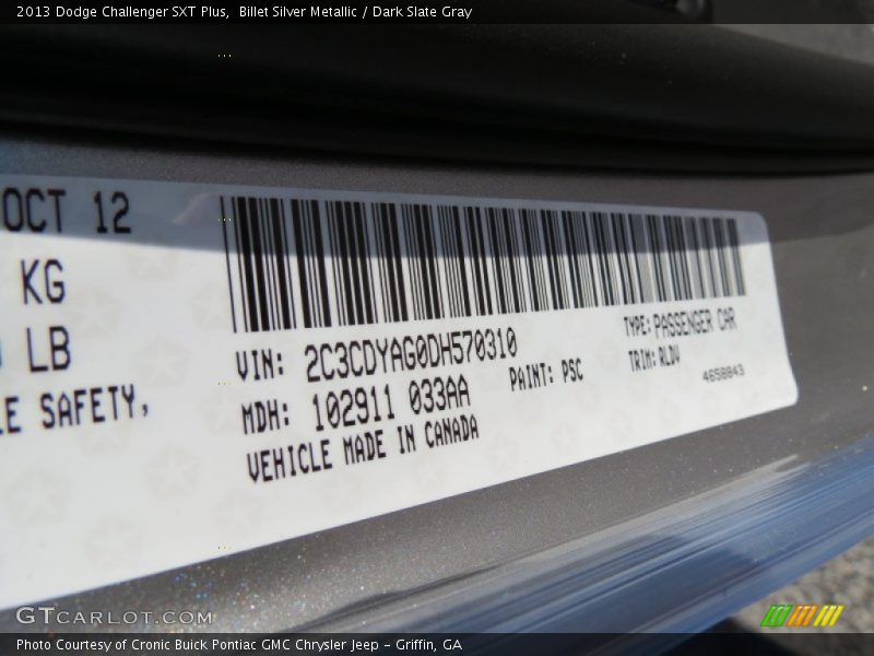 Billet Silver Metallic / Dark Slate Gray 2013 Dodge Challenger SXT Plus