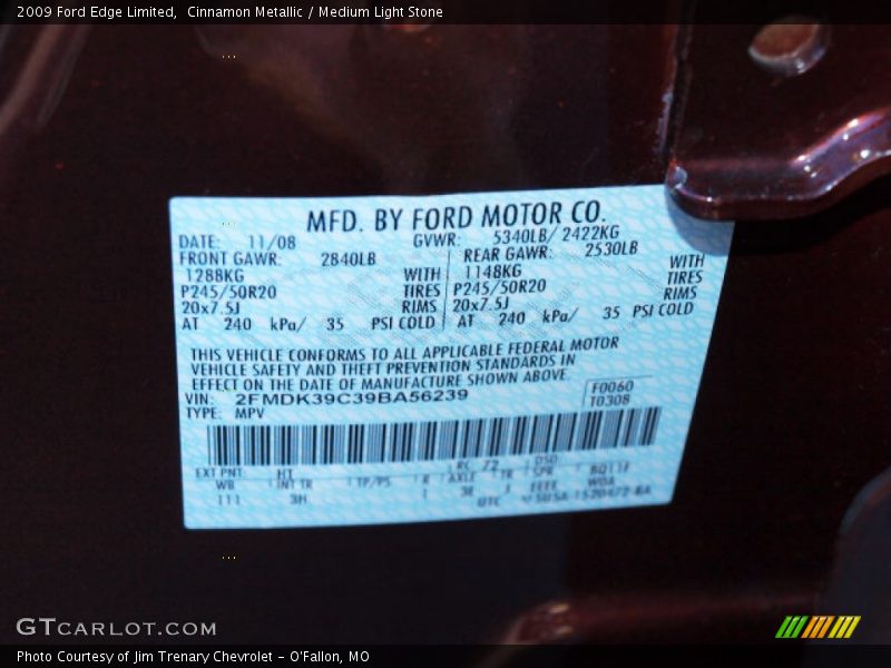 Cinnamon Metallic / Medium Light Stone 2009 Ford Edge Limited