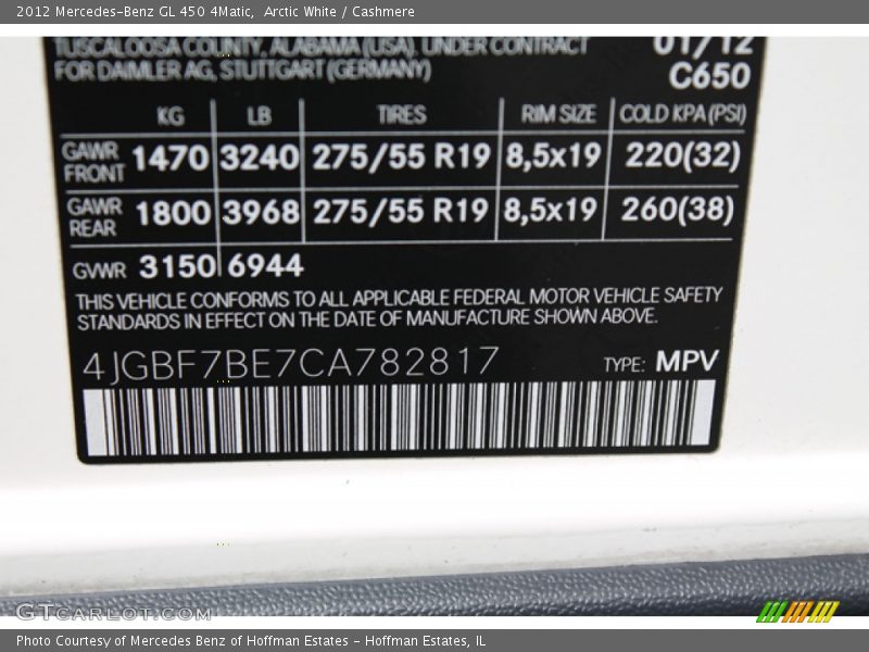 Arctic White / Cashmere 2012 Mercedes-Benz GL 450 4Matic