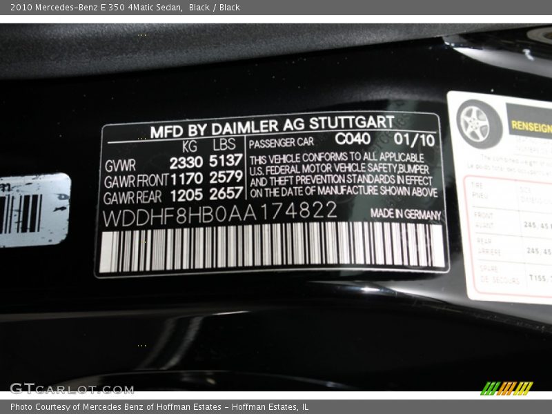 Black / Black 2010 Mercedes-Benz E 350 4Matic Sedan