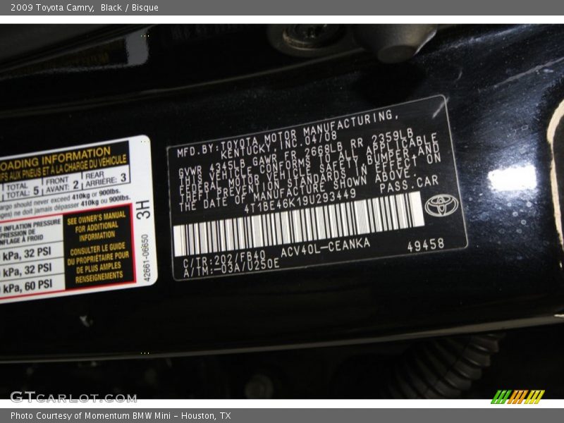 Black / Bisque 2009 Toyota Camry