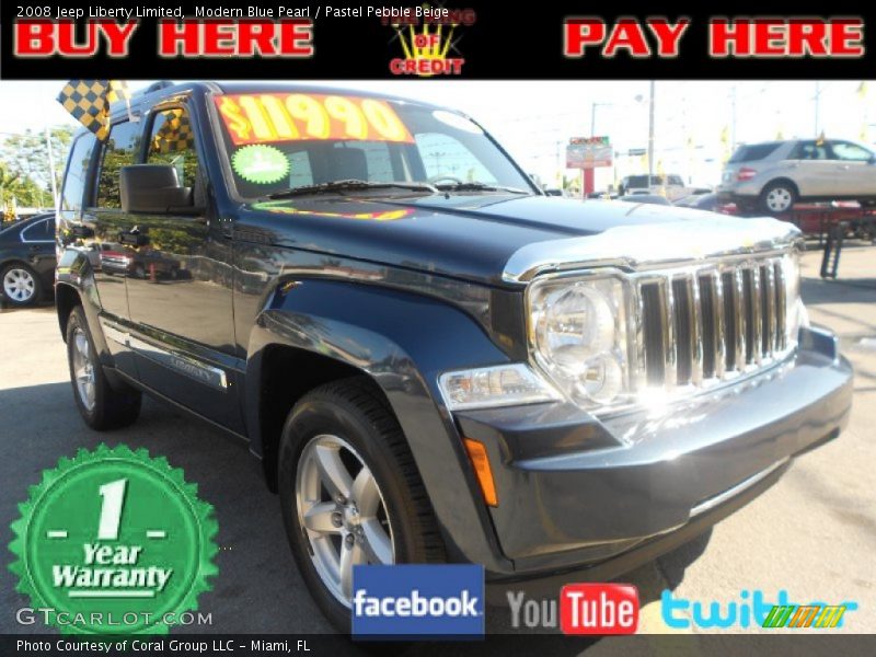 Modern Blue Pearl / Pastel Pebble Beige 2008 Jeep Liberty Limited