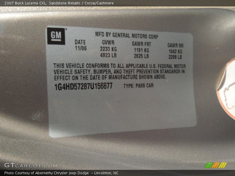 Sandstone Metallic / Cocoa/Cashmere 2007 Buick Lucerne CXL