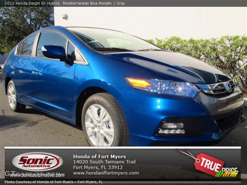 Mediterranean Blue Metallic / Gray 2013 Honda Insight EX Hybrid