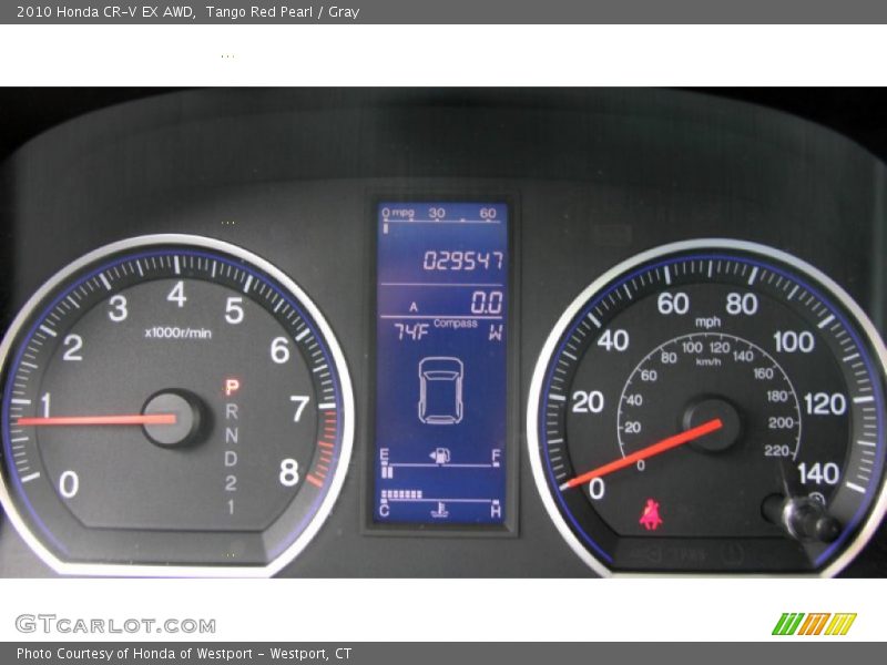 Tango Red Pearl / Gray 2010 Honda CR-V EX AWD