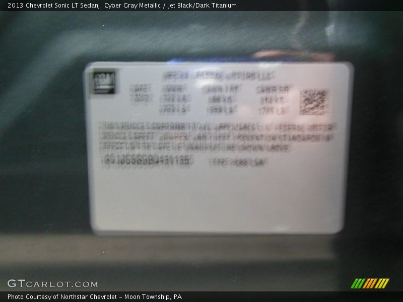 Cyber Gray Metallic / Jet Black/Dark Titanium 2013 Chevrolet Sonic LT Sedan