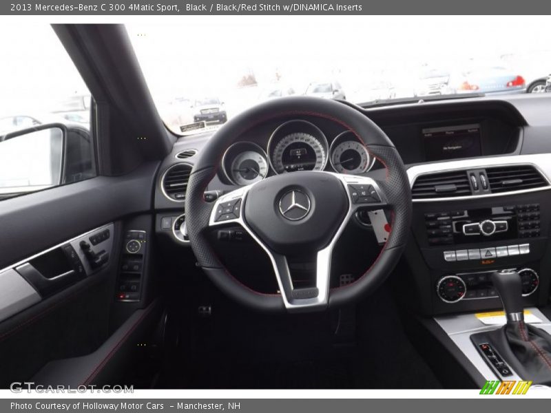Black / Black/Red Stitch w/DINAMICA Inserts 2013 Mercedes-Benz C 300 4Matic Sport