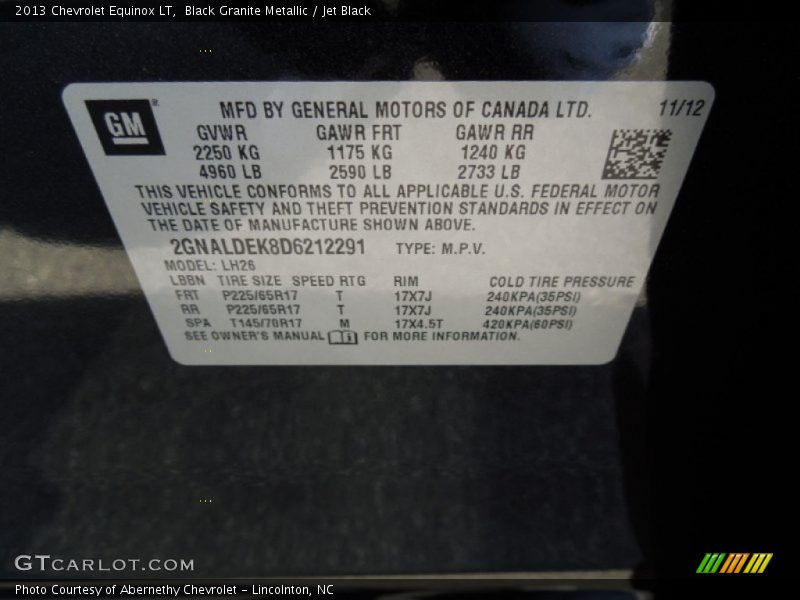 Black Granite Metallic / Jet Black 2013 Chevrolet Equinox LT