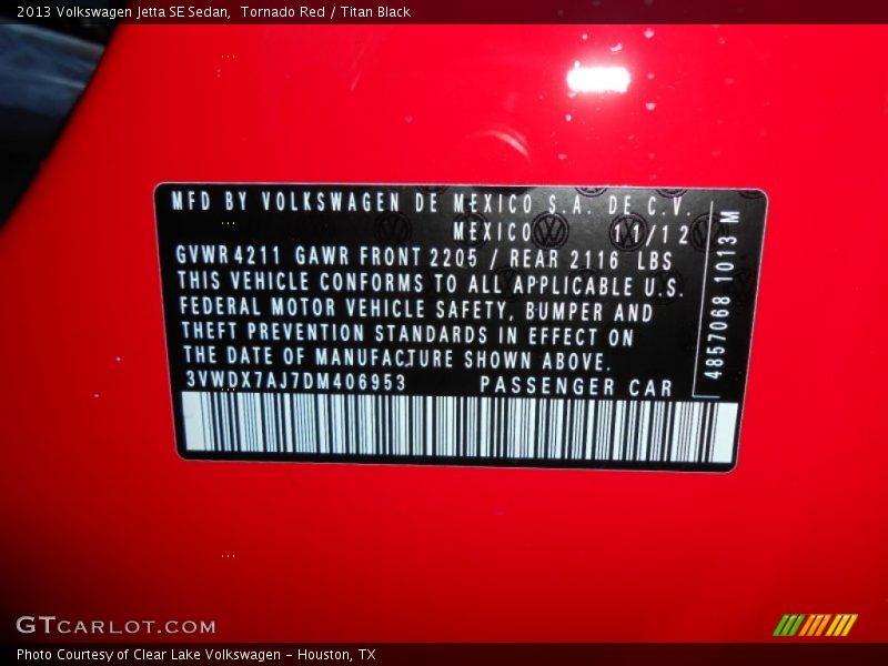 Tornado Red / Titan Black 2013 Volkswagen Jetta SE Sedan