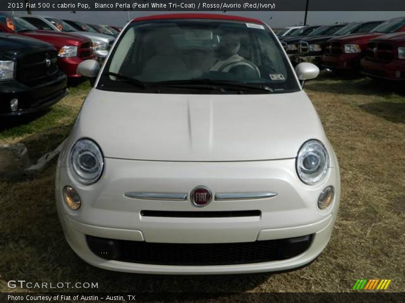 Bianco Perla (Pearl White Tri-Coat) / Rosso/Avorio (Red/Ivory) 2013 Fiat 500 c cabrio Pop