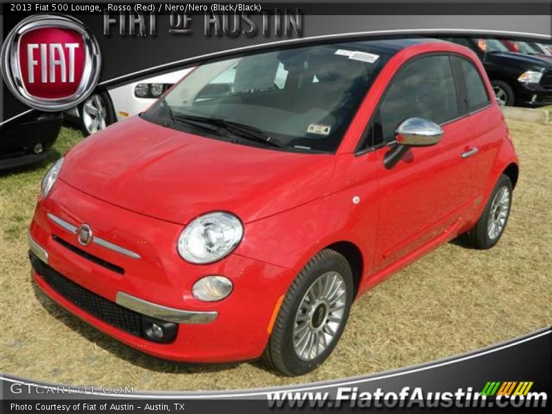 Rosso (Red) / Nero/Nero (Black/Black) 2013 Fiat 500 Lounge