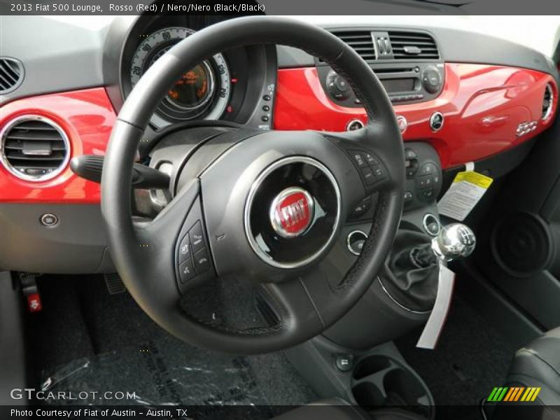 Rosso (Red) / Nero/Nero (Black/Black) 2013 Fiat 500 Lounge
