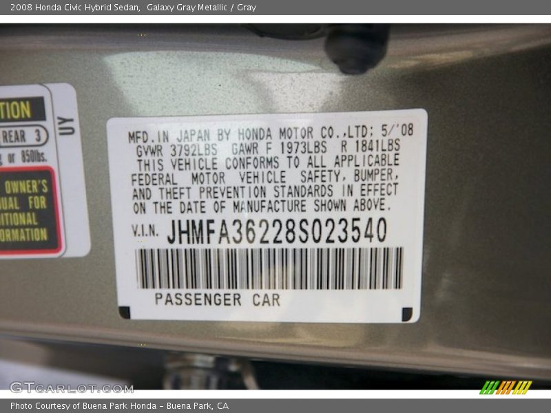 Galaxy Gray Metallic / Gray 2008 Honda Civic Hybrid Sedan