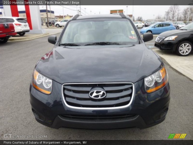 Pacific Blue Pearl / Beige 2010 Hyundai Santa Fe GLS