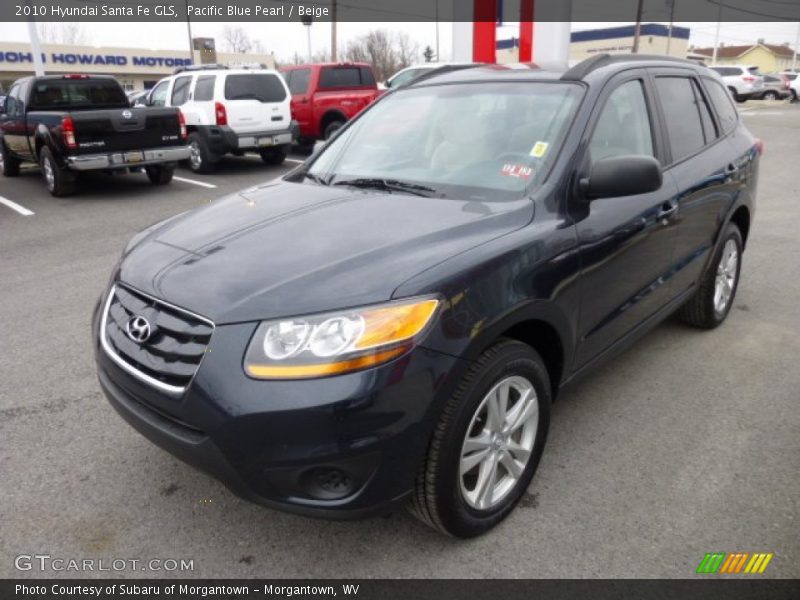 Pacific Blue Pearl / Beige 2010 Hyundai Santa Fe GLS