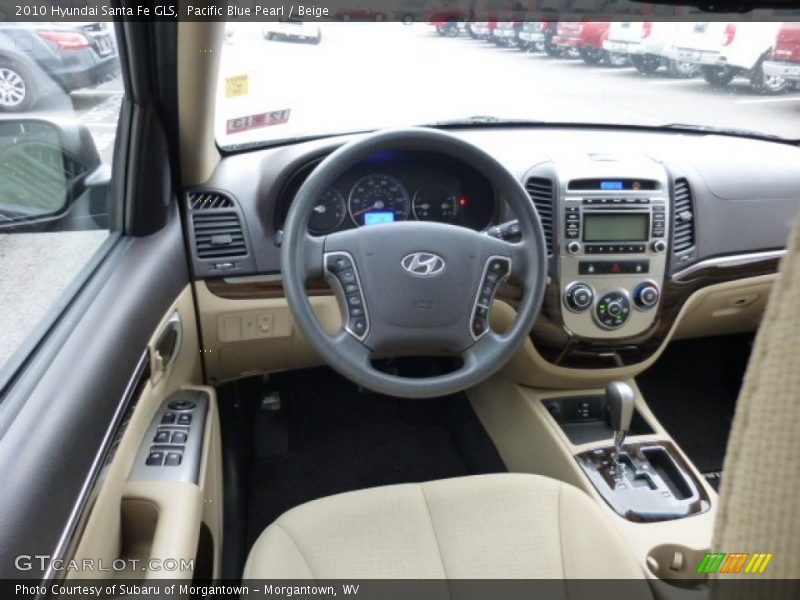 Pacific Blue Pearl / Beige 2010 Hyundai Santa Fe GLS