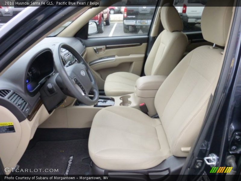 Pacific Blue Pearl / Beige 2010 Hyundai Santa Fe GLS