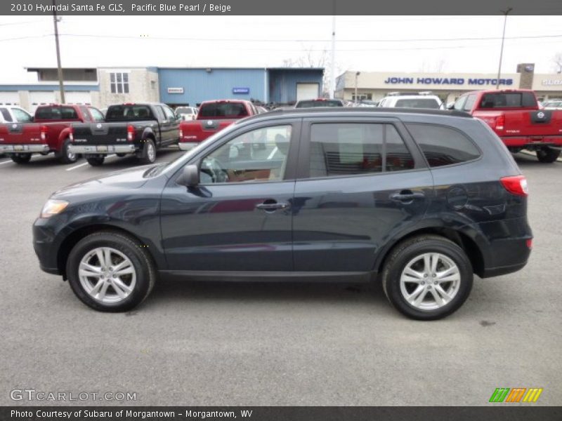 Pacific Blue Pearl / Beige 2010 Hyundai Santa Fe GLS