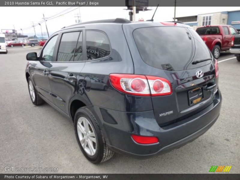Pacific Blue Pearl / Beige 2010 Hyundai Santa Fe GLS