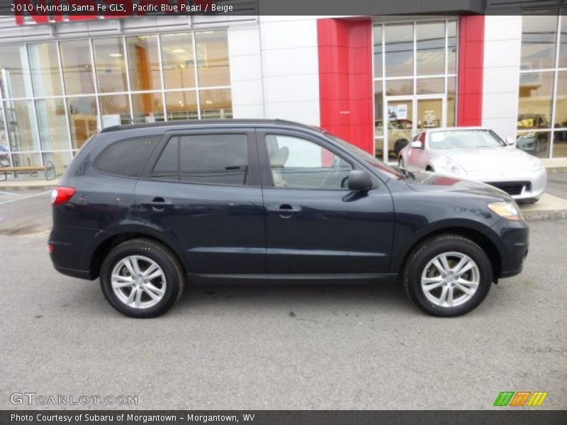 Pacific Blue Pearl / Beige 2010 Hyundai Santa Fe GLS