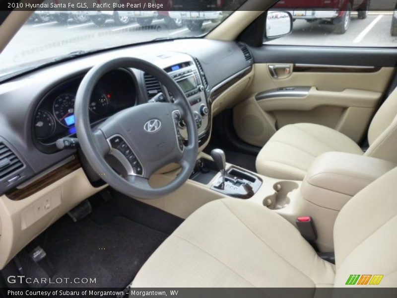 Pacific Blue Pearl / Beige 2010 Hyundai Santa Fe GLS