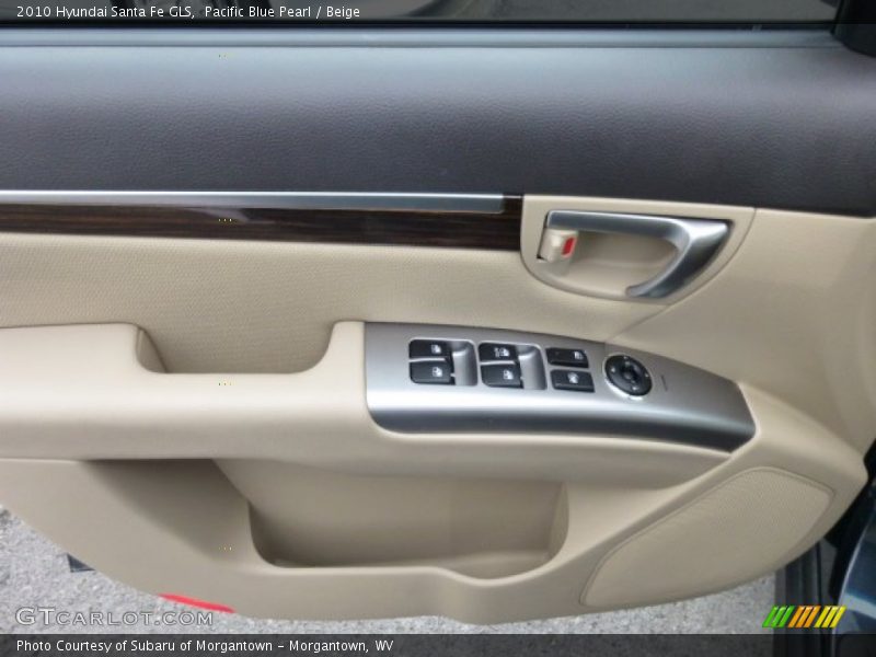 Pacific Blue Pearl / Beige 2010 Hyundai Santa Fe GLS