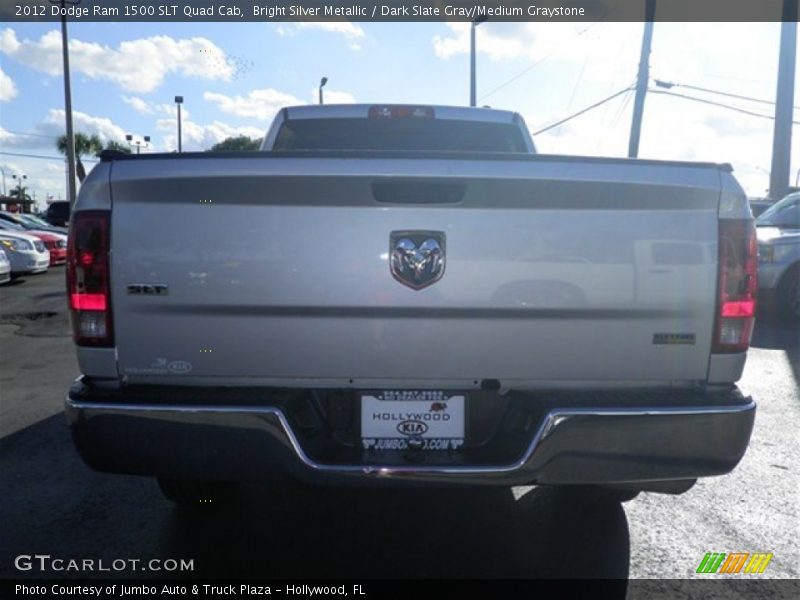 Bright Silver Metallic / Dark Slate Gray/Medium Graystone 2012 Dodge Ram 1500 SLT Quad Cab