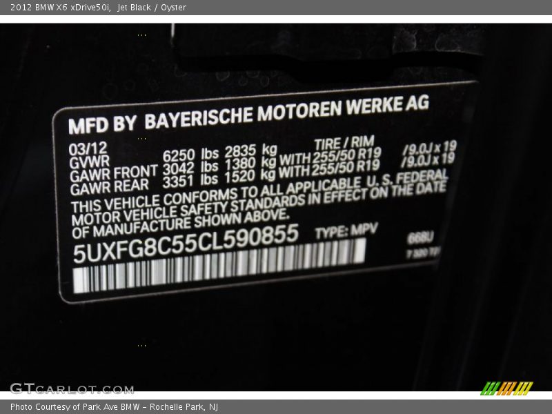 Jet Black / Oyster 2012 BMW X6 xDrive50i