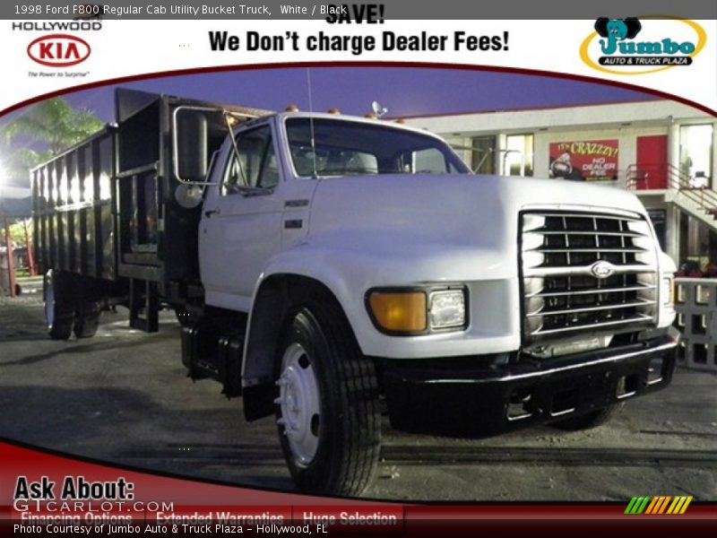 White / Black 1998 Ford F800 Regular Cab Utility Bucket Truck