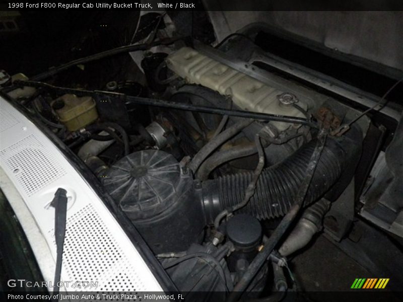 White / Black 1998 Ford F800 Regular Cab Utility Bucket Truck