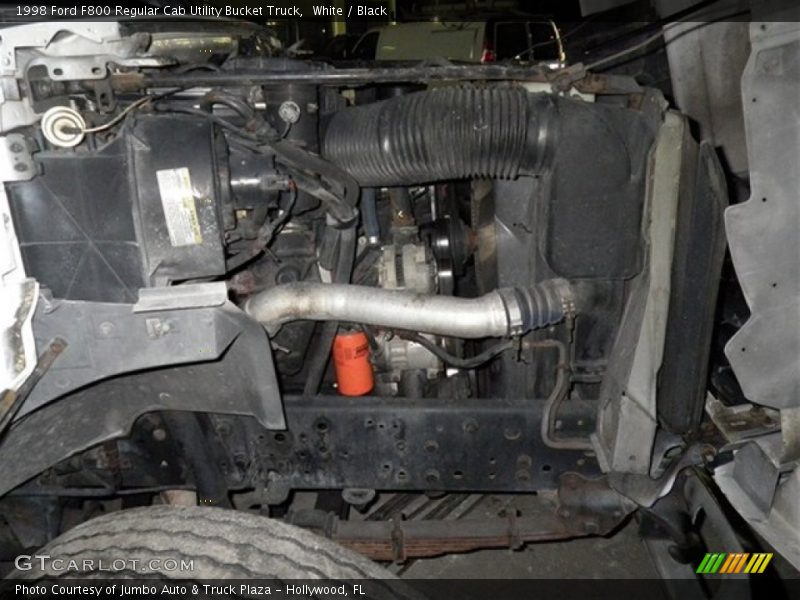 White / Black 1998 Ford F800 Regular Cab Utility Bucket Truck