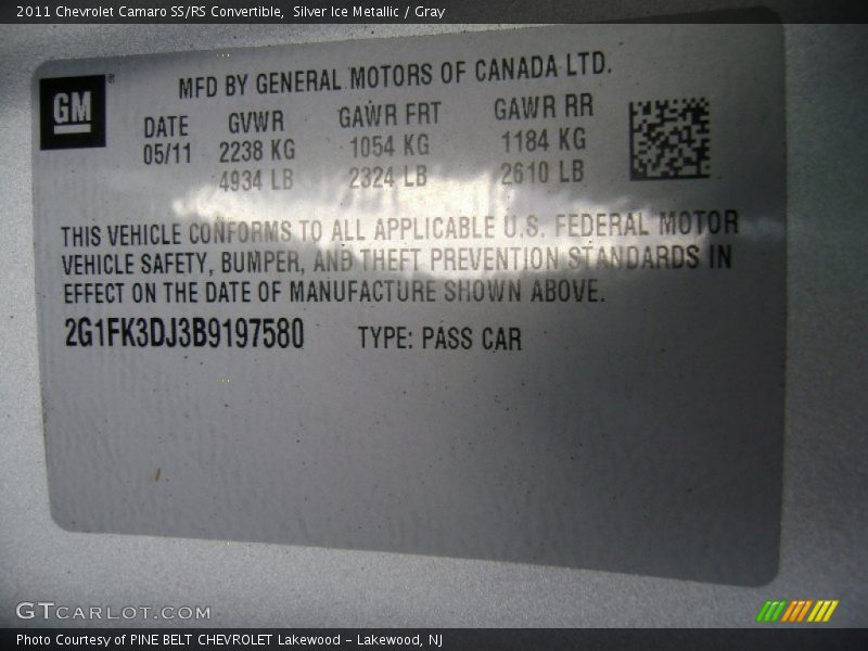 Silver Ice Metallic / Gray 2011 Chevrolet Camaro SS/RS Convertible