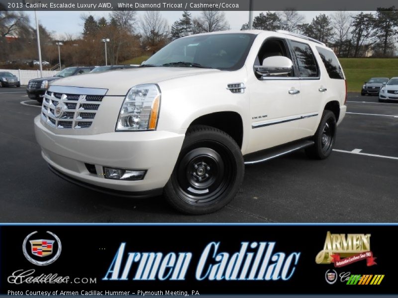 White Diamond Tricoat / Cashmere/Cocoa 2013 Cadillac Escalade Luxury AWD