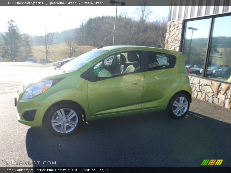 Jalapeno (Green) / Green/Green 2013 Chevrolet Spark LT