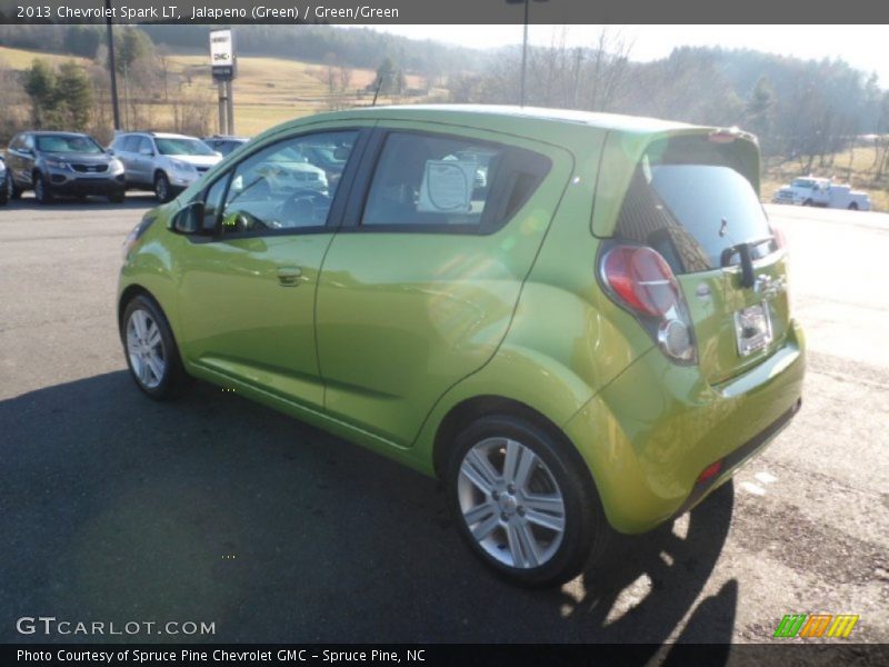Jalapeno (Green) / Green/Green 2013 Chevrolet Spark LT